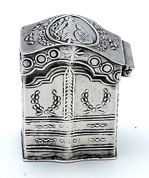 Dutch antique silver peppermint box in the form of a cabinet